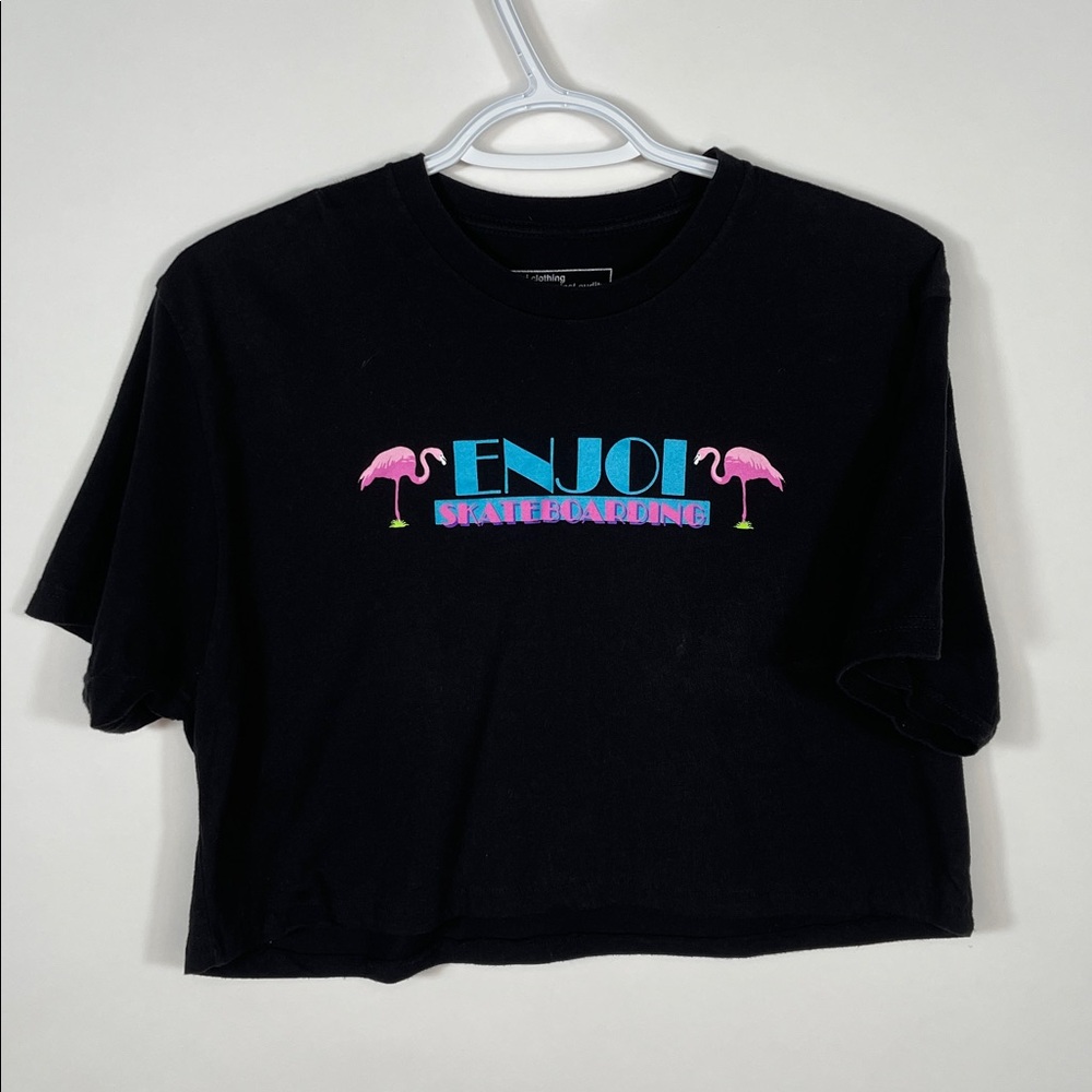Black Enjoi Skateboarding Crop Top